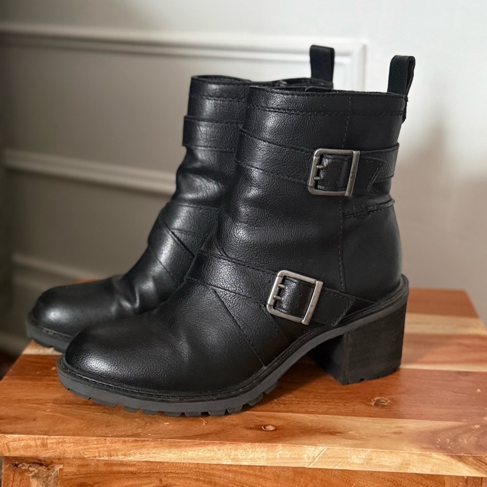 Zodiac “Gavin” Black Buckle Ankle Boots